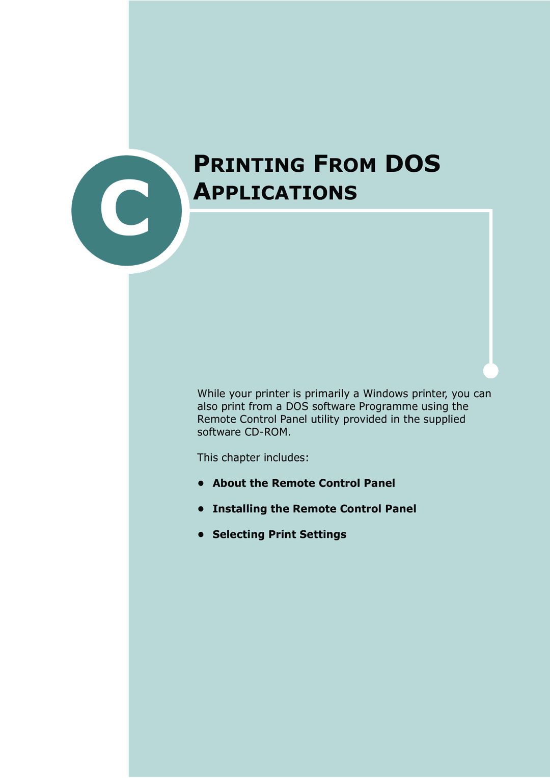 Samsung ML-2251N, ML-2252W, ML-2250 manual Printing from DOS Applications 