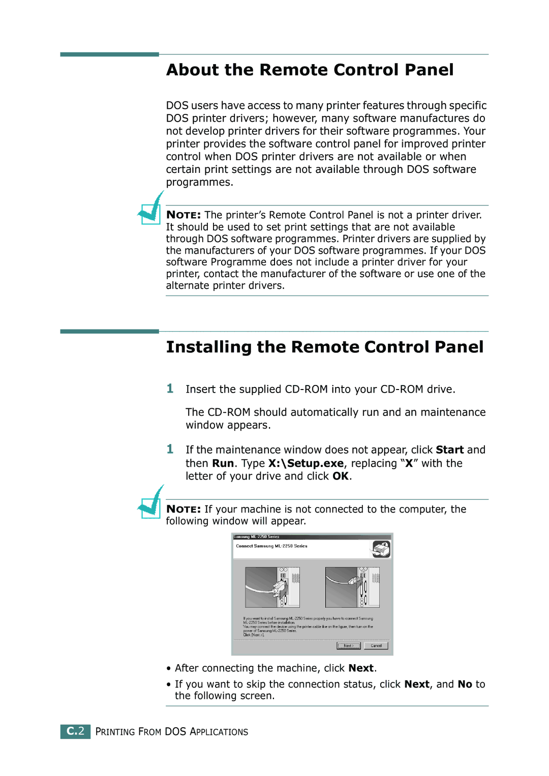 Samsung ML-2250, ML-2252W, ML-2251N manual About the Remote Control Panel, Installing the Remote Control Panel 