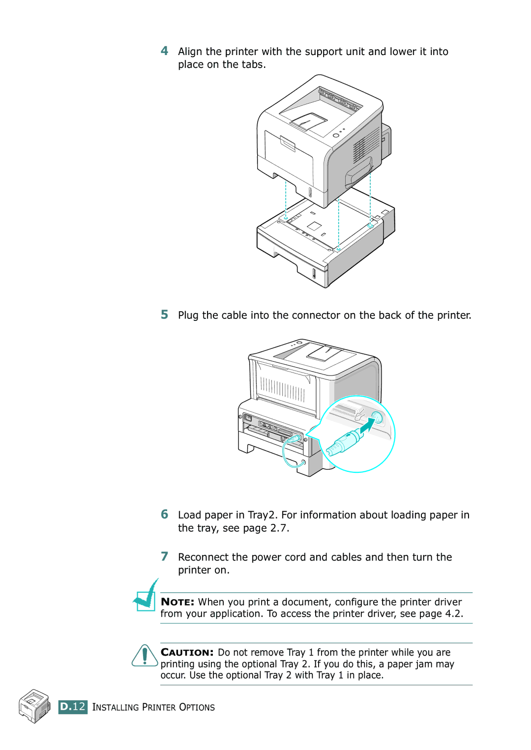 Samsung ML-2252W, ML-2251N, ML-2250 manual Installing Printer Options 