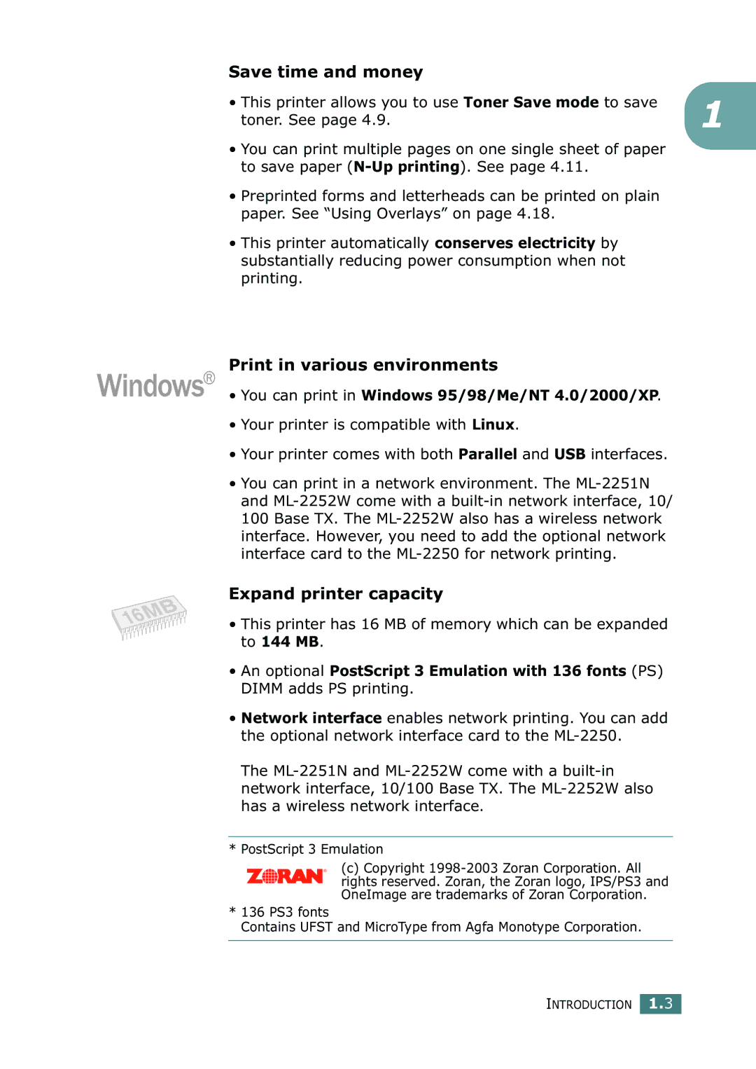 Samsung ML-2251N, ML-2252W, ML-2250 manual Save time and money, Print in various environments, Expand printer capacity 