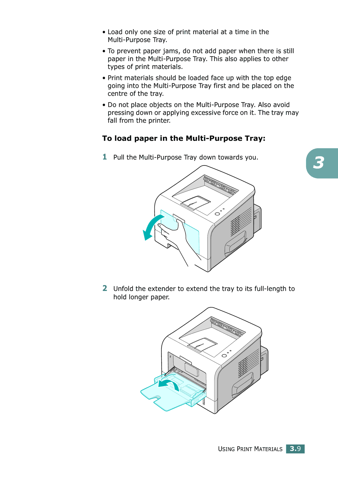 Samsung ML-2252W, ML-2251N, ML-2250 manual To load paper in the Multi-Purpose Tray 