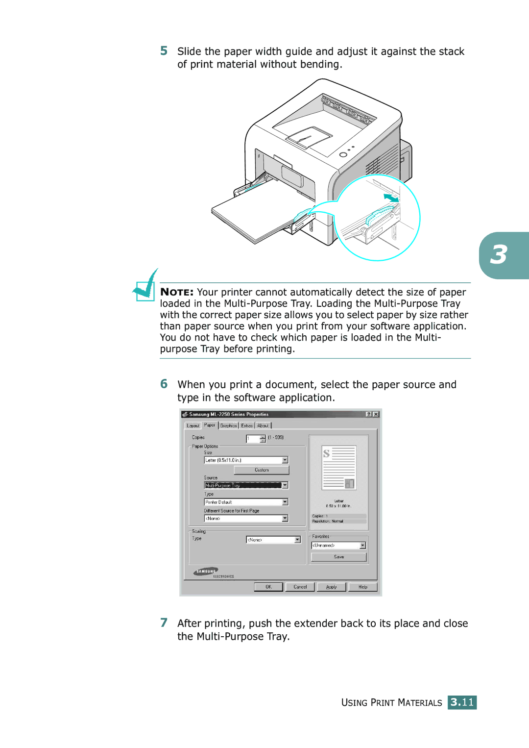 Samsung ML-2250, ML-2252W, ML-2251N manual Using Print Materials 