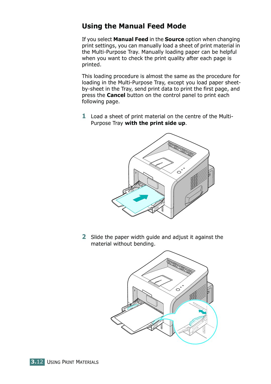 Samsung ML-2252W, ML-2251N, ML-2250 manual Using the Manual Feed Mode 