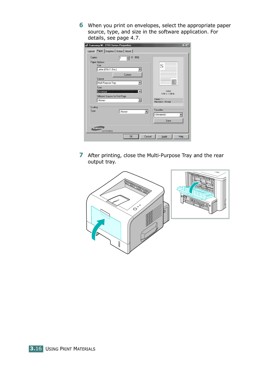 Samsung ML-2251N, ML-2252W, ML-2250 manual Using Print Materials 