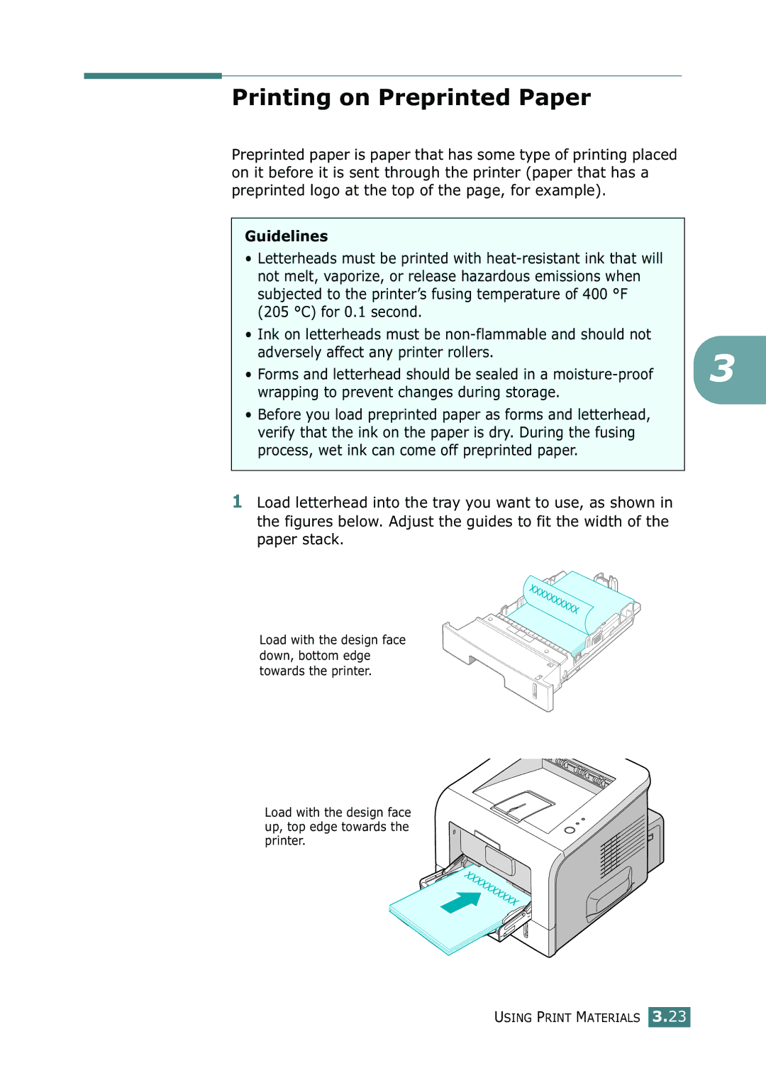 Samsung ML-2250, ML-2252W, ML-2251N manual Printing on Preprinted Paper 