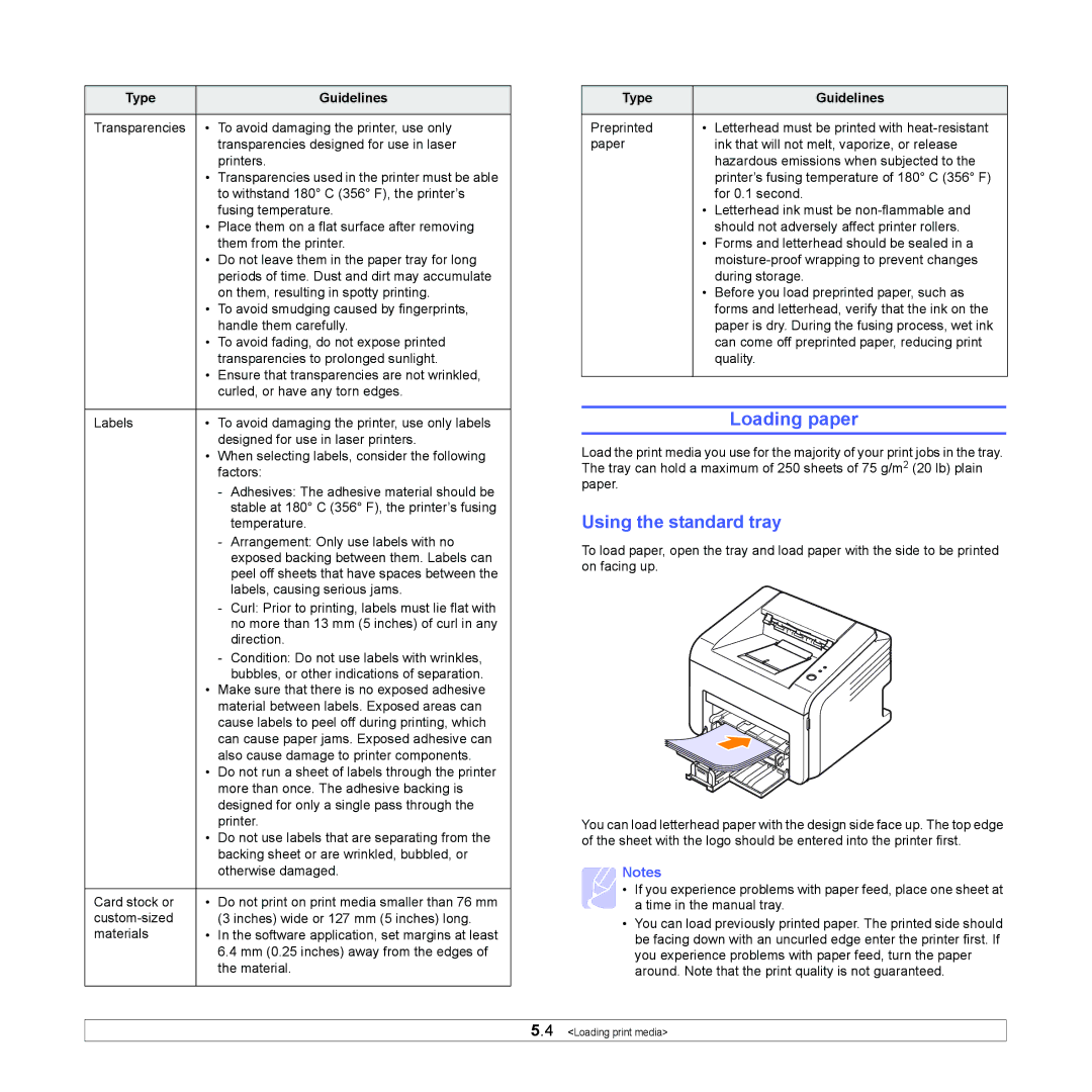 Samsung ML-2570, ML-2510 manual Loading paper, Using the standard tray 