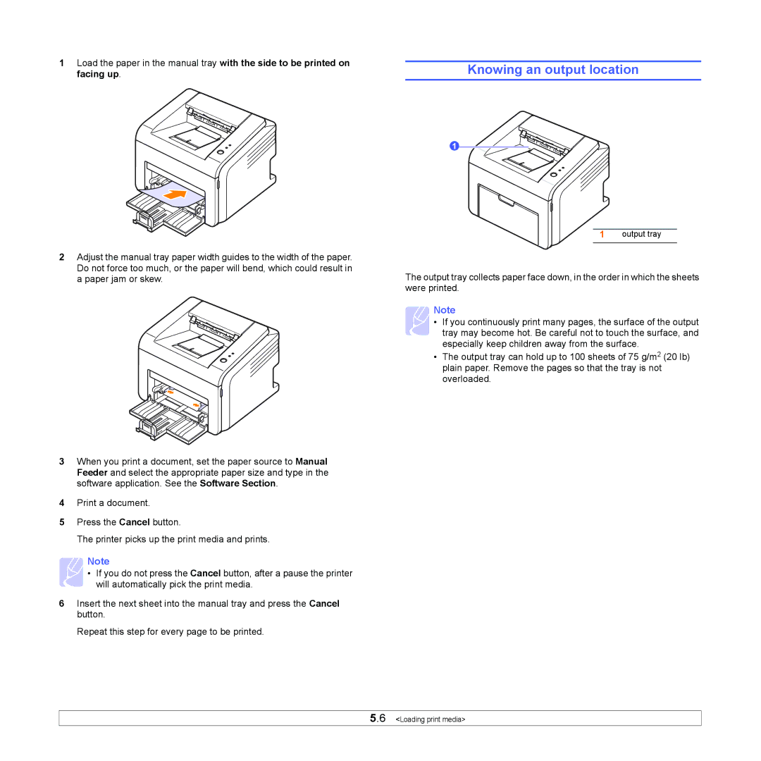 Samsung ML-2570, ML-2510 manual Knowing an output location 