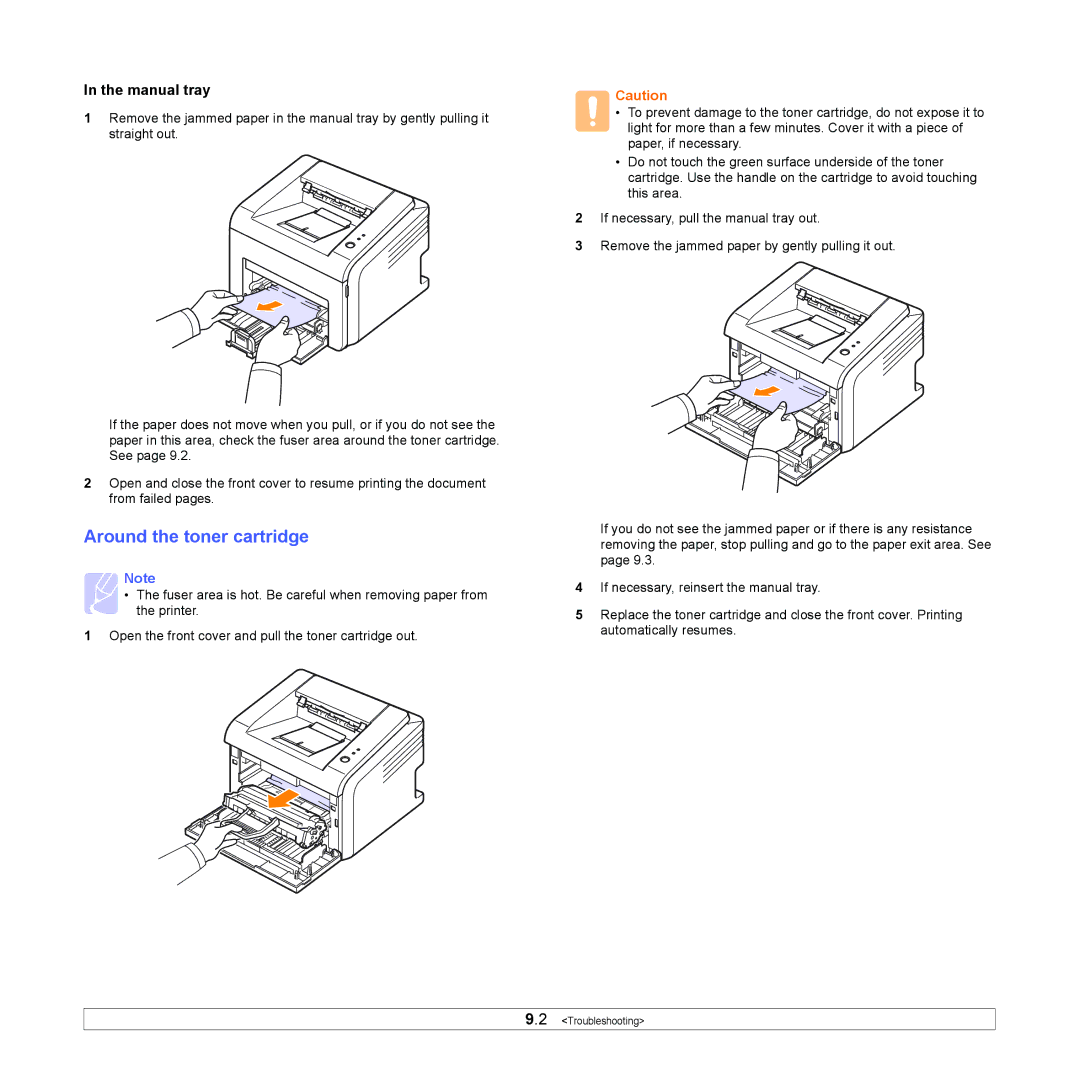 Samsung ML-2510, ML-2570 manual Around the toner cartridge, Manual tray 