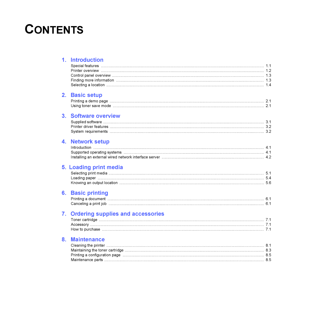 Samsung ML-2510 Series manual Contents 