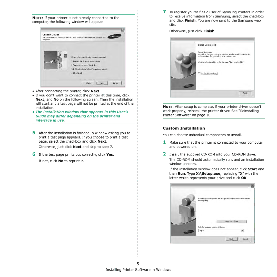 Samsung ML-2510 Series manual Custom Installation 