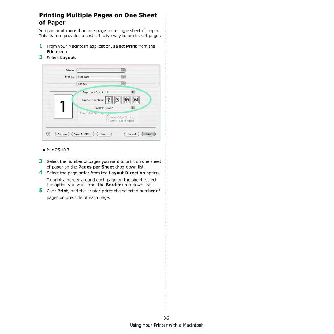 Samsung ML-2510 Series manual Printing Multiple Pages on One Sheet of Paper 