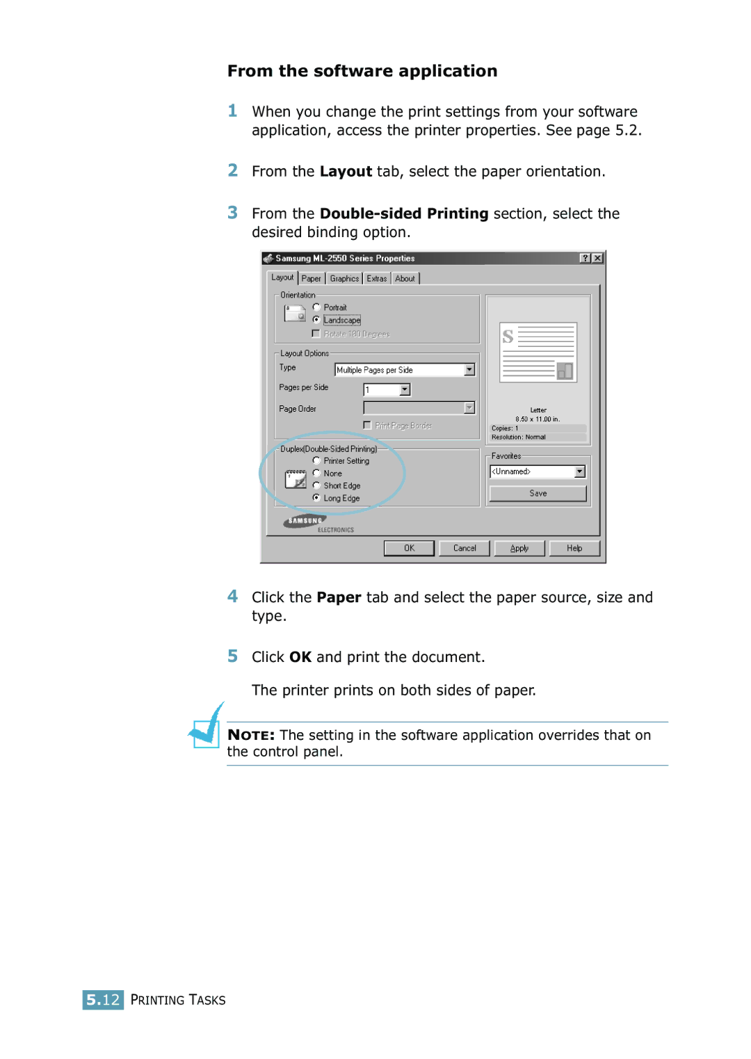 Samsung ML-2550 Series manual From the software application 