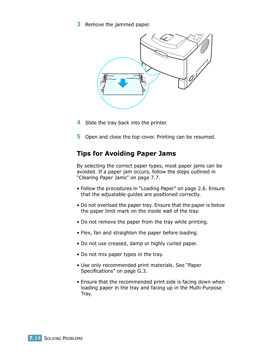 Samsung ML-2550 Series manual Tips for Avoiding Paper Jams 