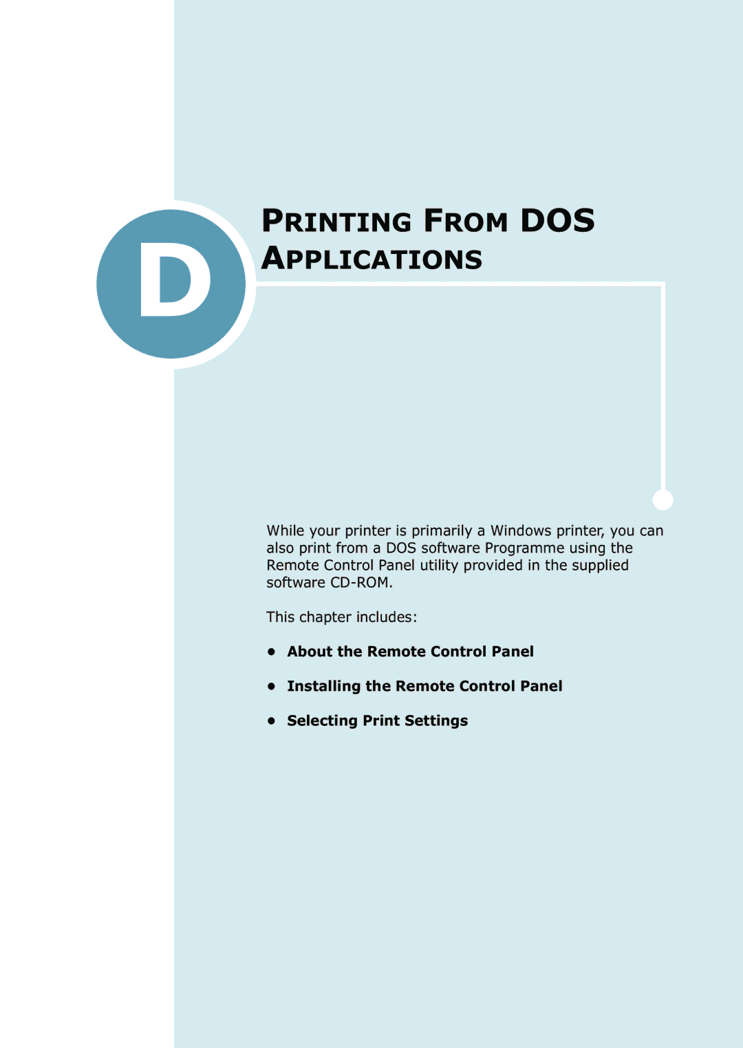 Samsung ML-2550 Series manual Printing from DOS Applications 