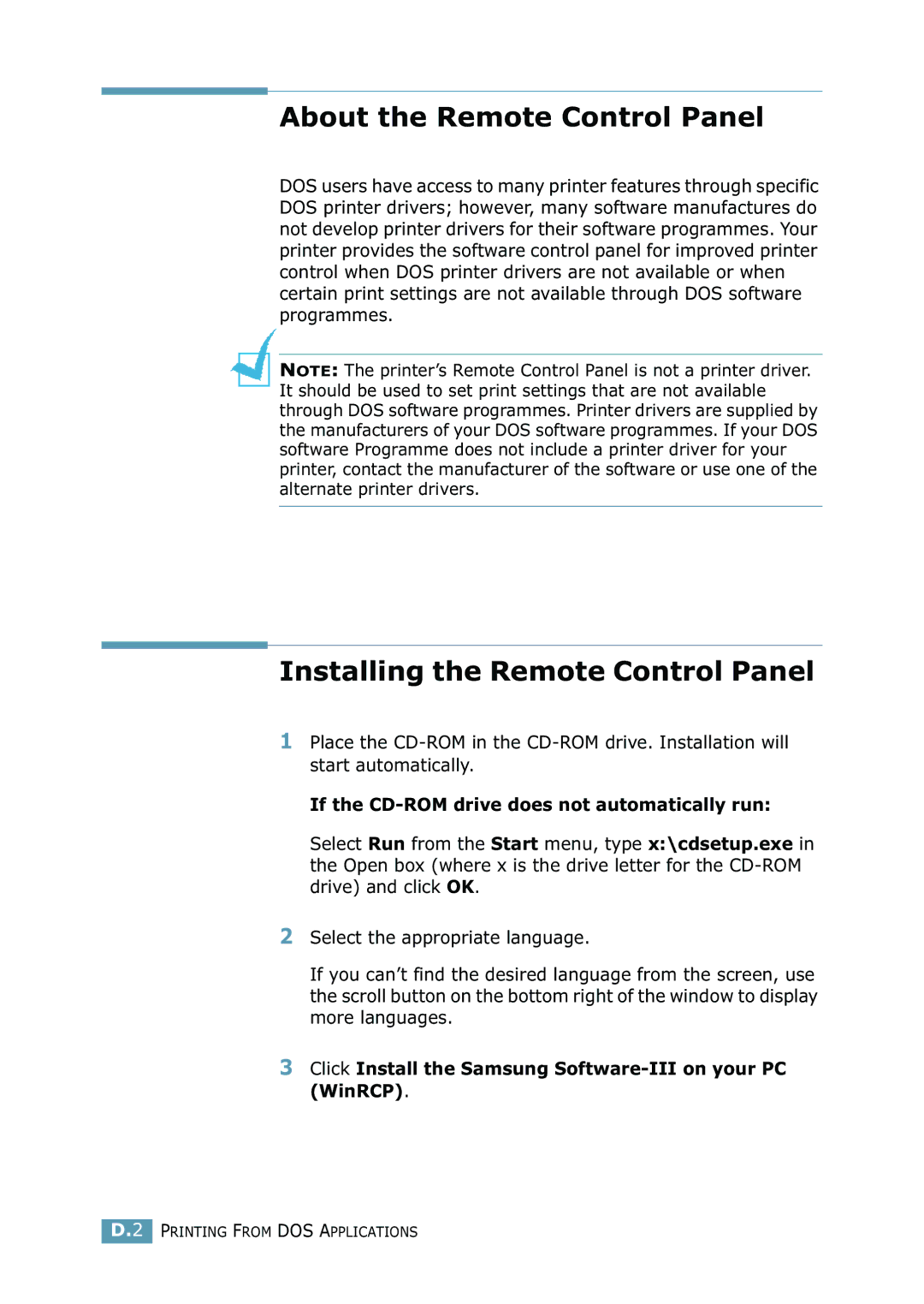 Samsung ML-2550 Series manual About the Remote Control Panel, Installing the Remote Control Panel 