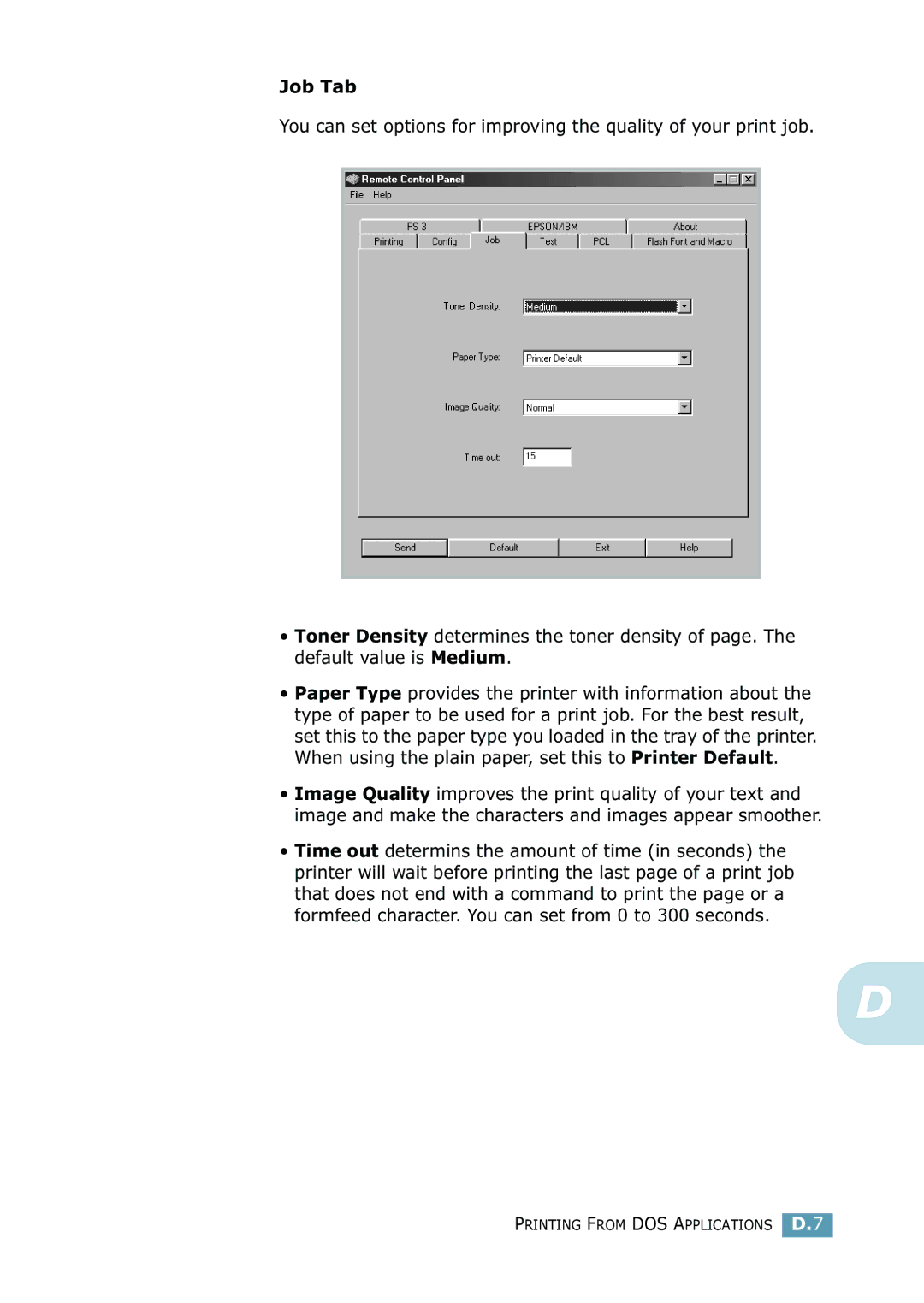 Samsung ML-2550 Series manual Job Tab 