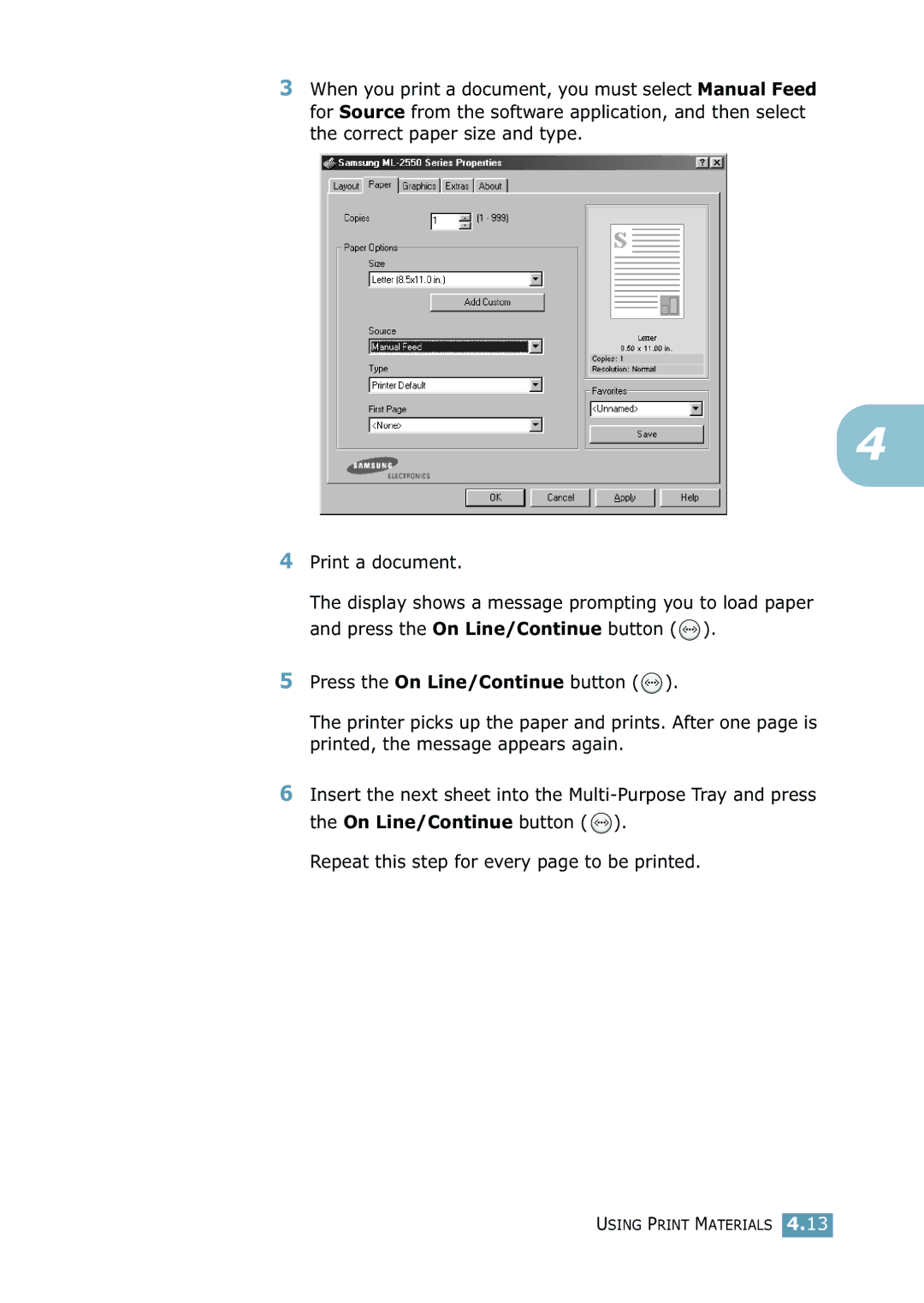 Samsung ML-2550 Series manual Using Print Materials 