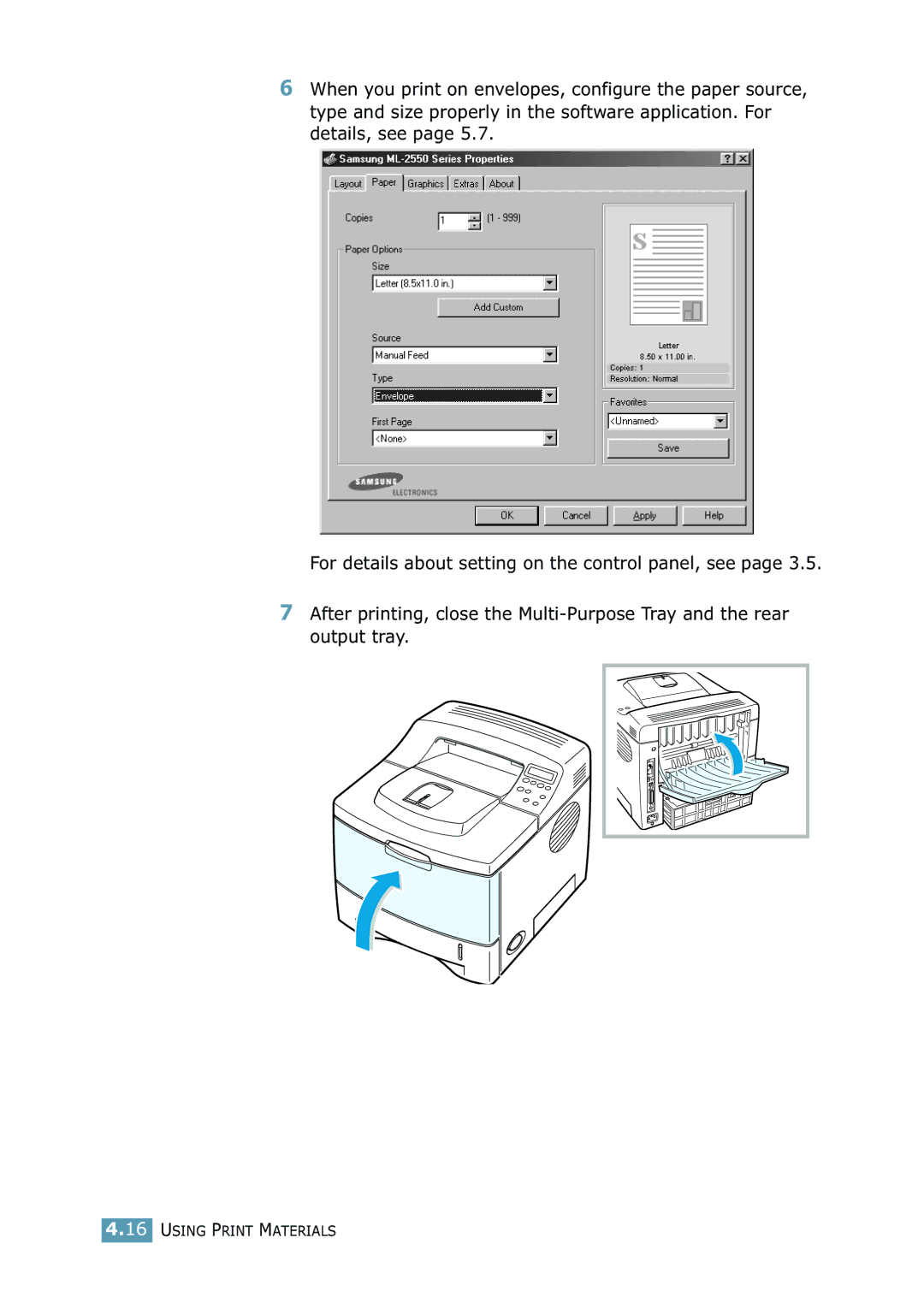 Samsung ML-2550 Series manual Using Print Materials 