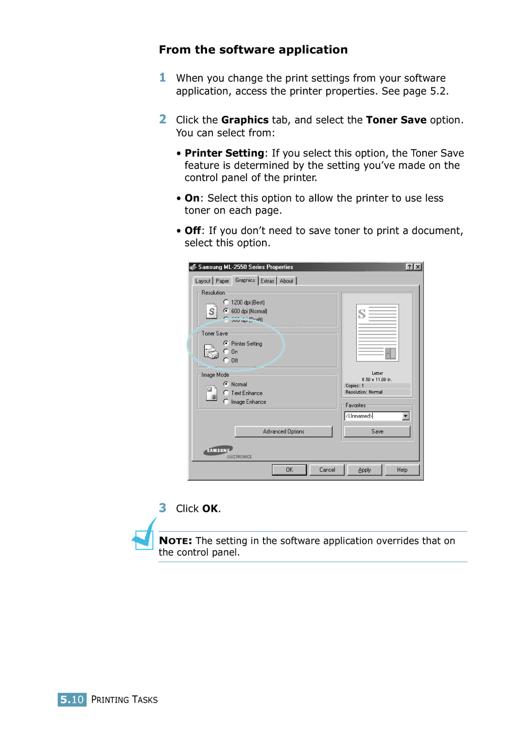 Samsung ML-2550 Series manual From the software application 