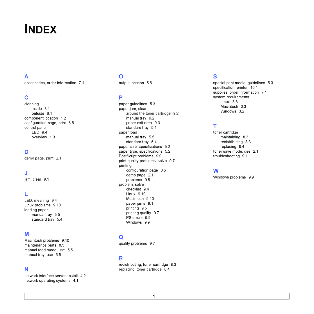 Samsung ML-2570 Series manual Index 