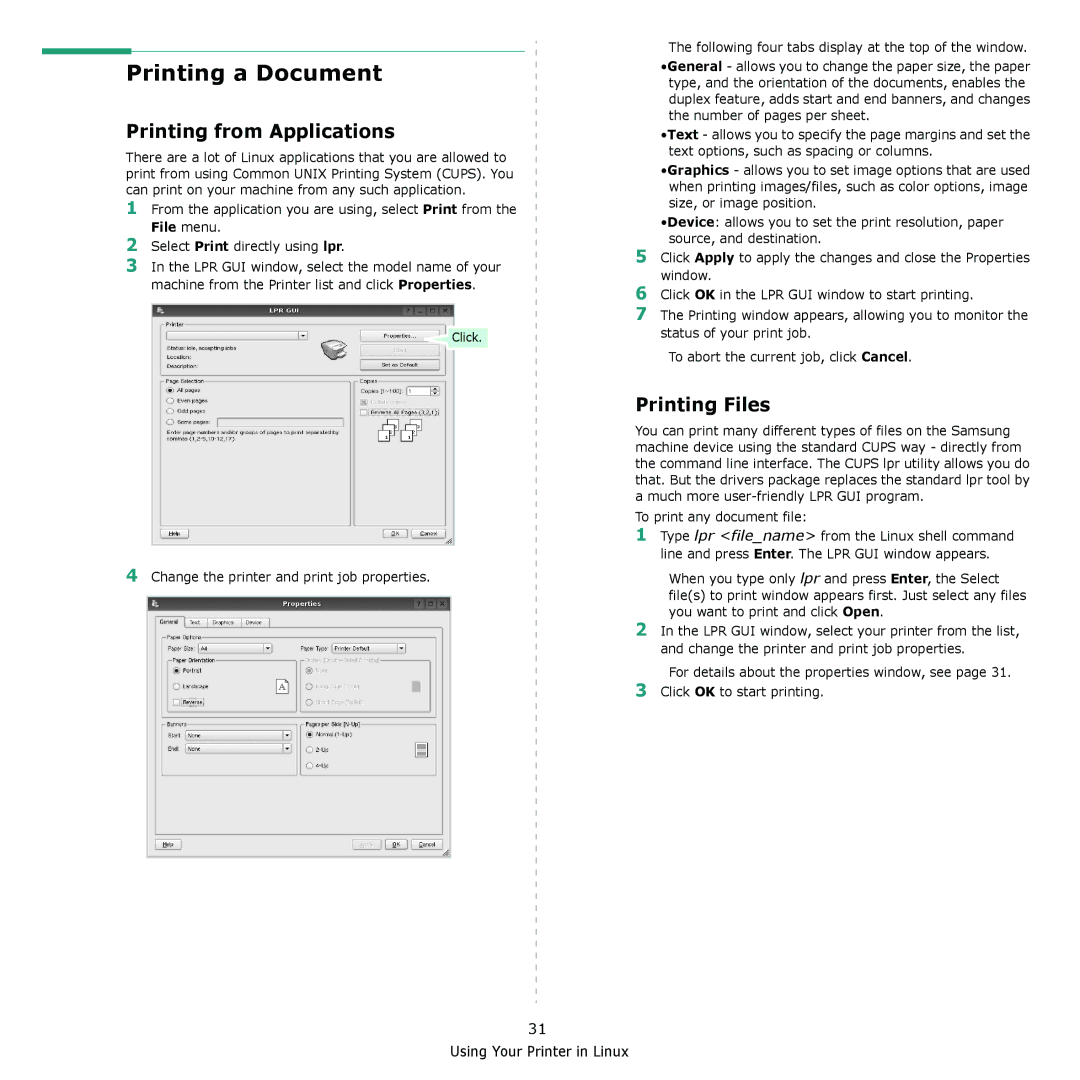 Samsung ML-2570 Series manual Printing from Applications, Printing Files, File menu 