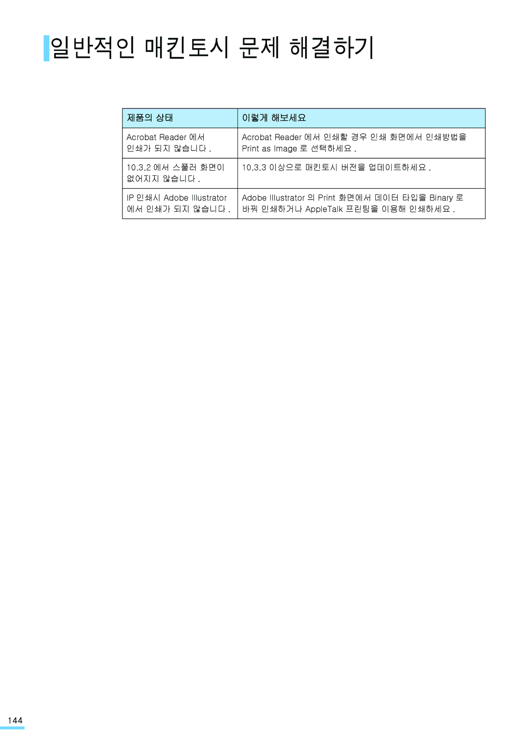 Samsung ML-2571N manual 일반적인 매킨토시 문제 해결하기 