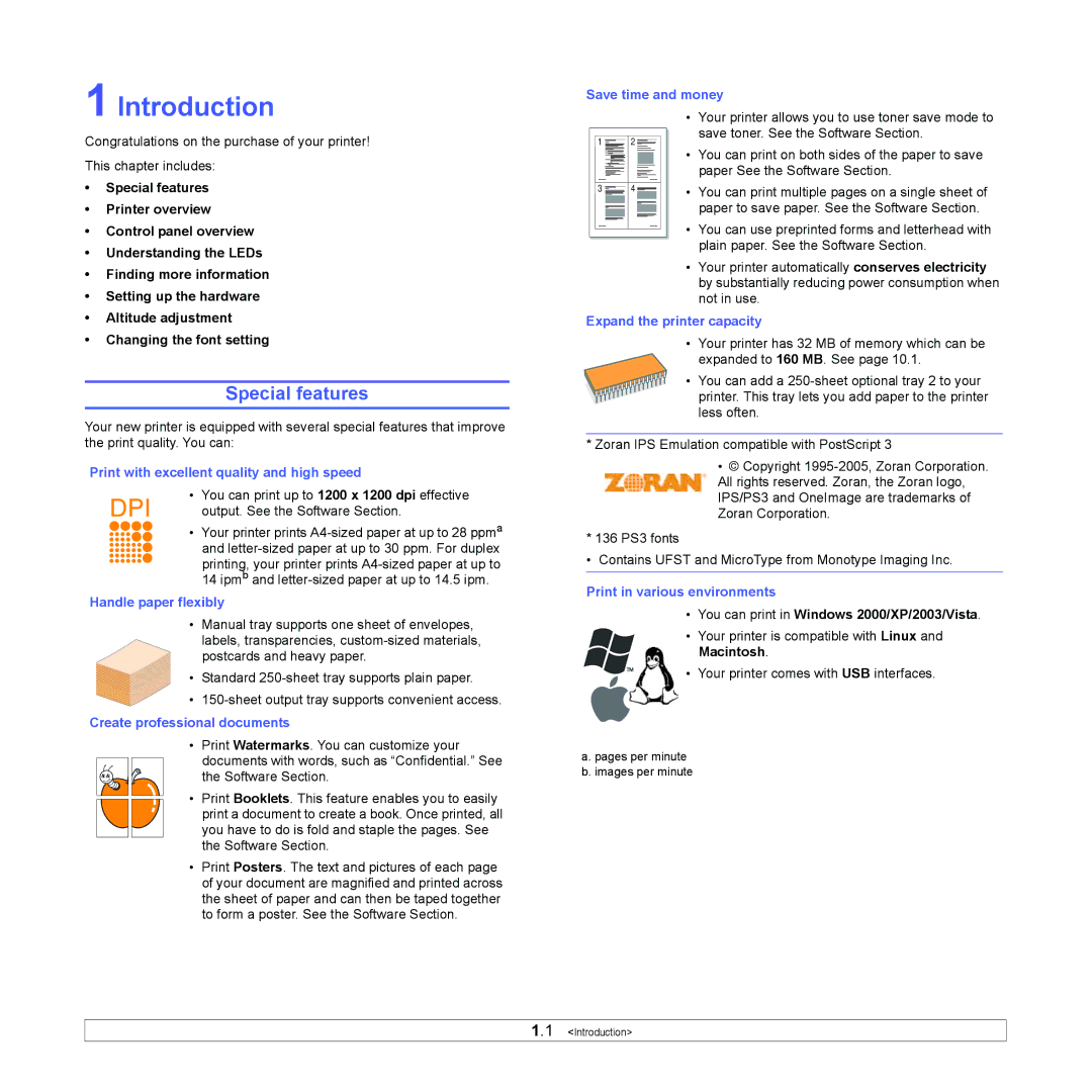 Samsung ML-2850D manual Introduction, Special features 