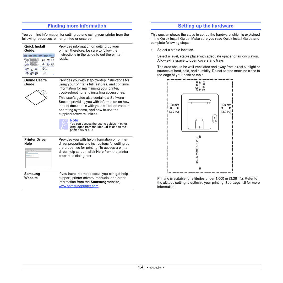 Samsung ML-2850D manual Finding more information, Setting up the hardware 