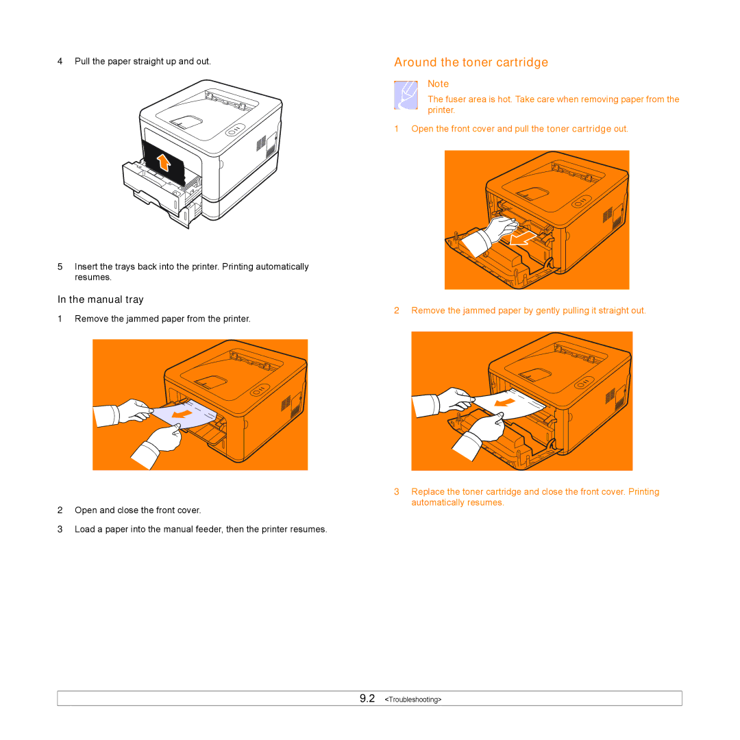 Samsung ML-2850D manual Around the toner cartridge, Manual tray 