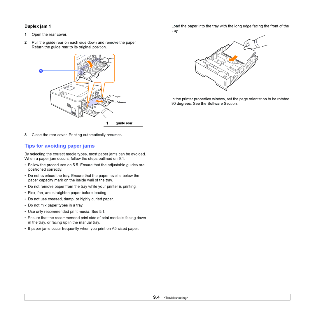 Samsung ML-2850D manual Tips for avoiding paper jams 