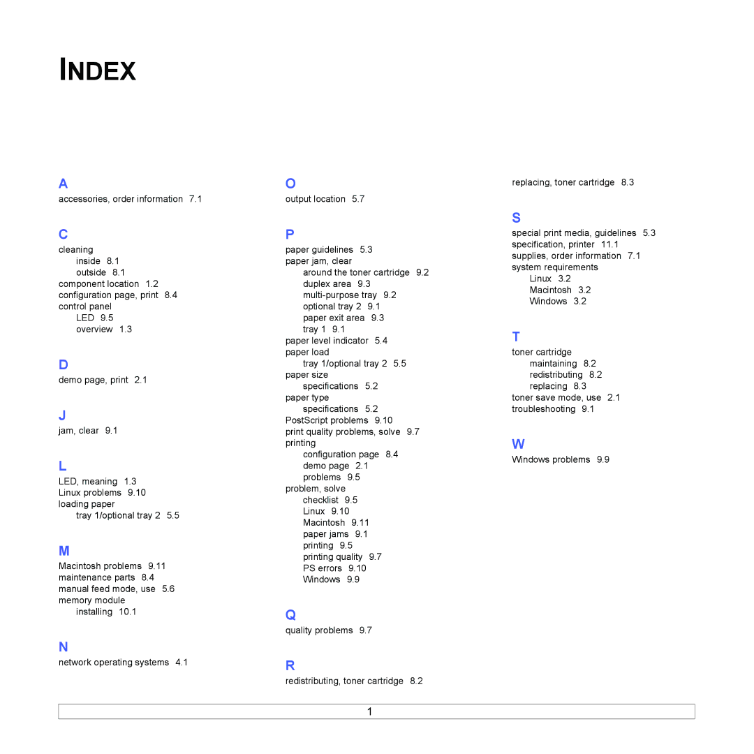 Samsung ML-2850D manual Index 