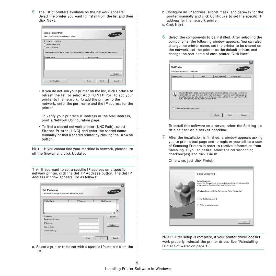 Samsung ML-2850D manual Installing Printer Software in Windows 