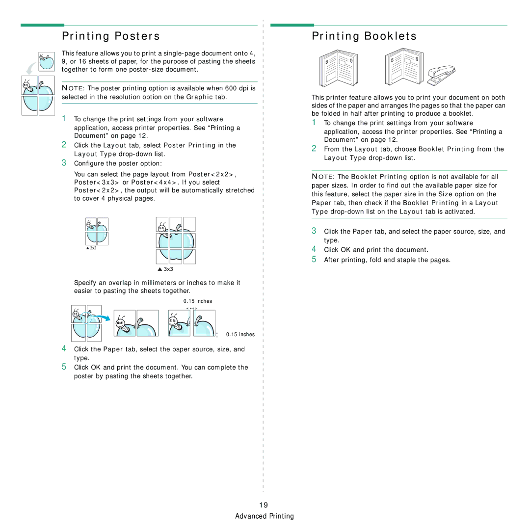 Samsung ML-2850D manual Printing Posters, Printing Booklets 