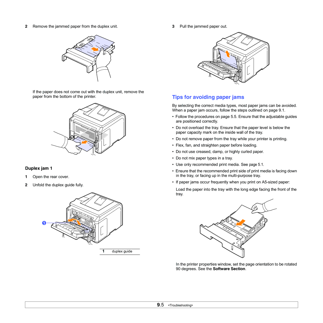 Samsung ML-3050 manual Tips for avoiding paper jams 