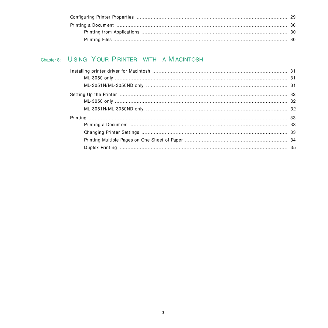 Samsung ML-3050 manual Using Your Printer with a Macintosh 