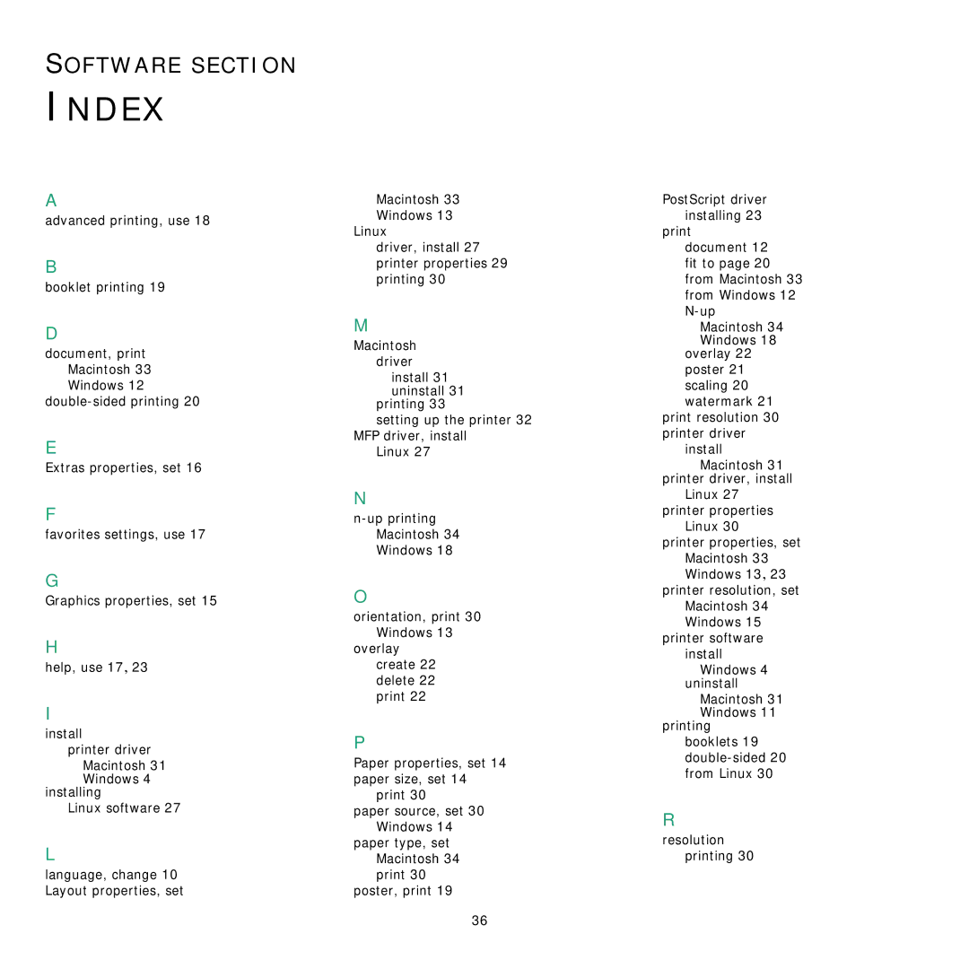 Samsung ML-3050 manual Index 