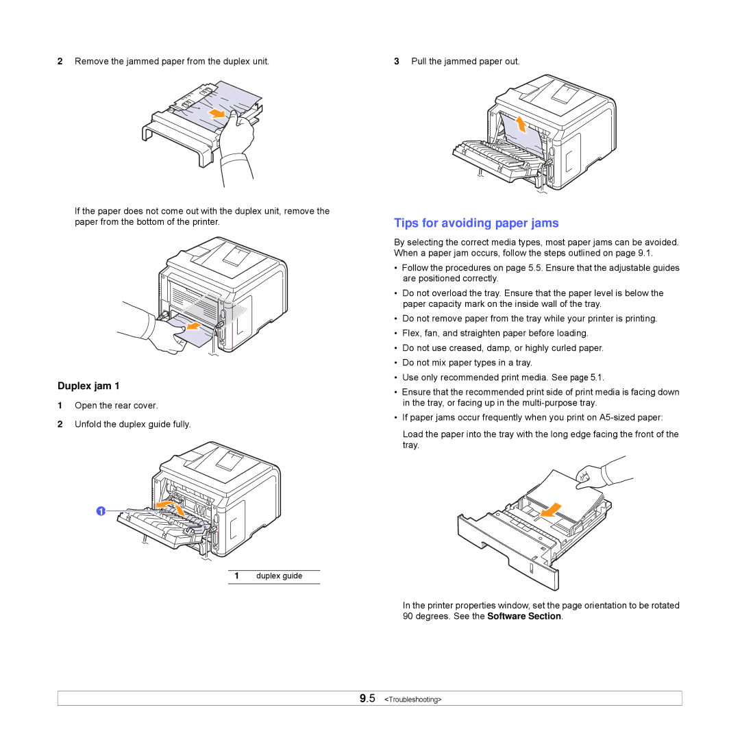 Samsung ML-3051ND manual Tips for avoiding paper jams 