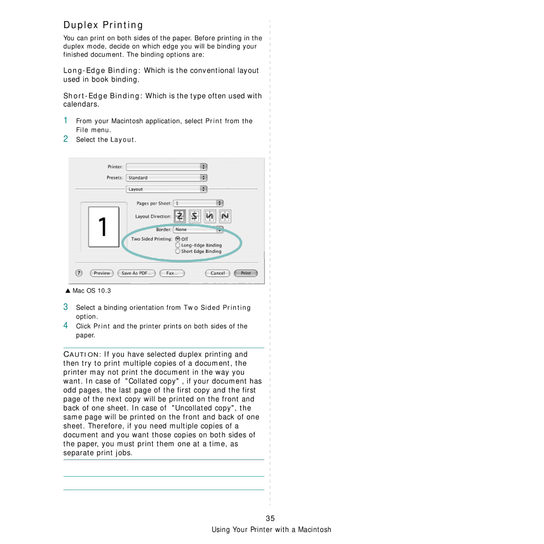 Samsung ML-3051ND manual Duplex Printing 