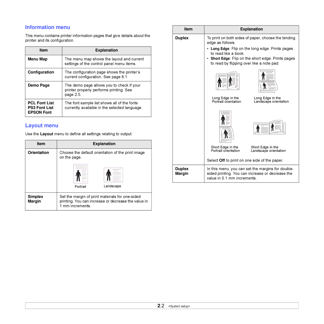 Samsung ML-3470 Series manual Information menu, Layout menu 