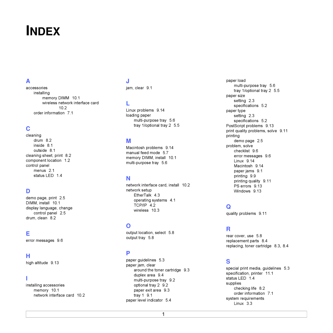 Samsung ML-3470 Series manual Index 