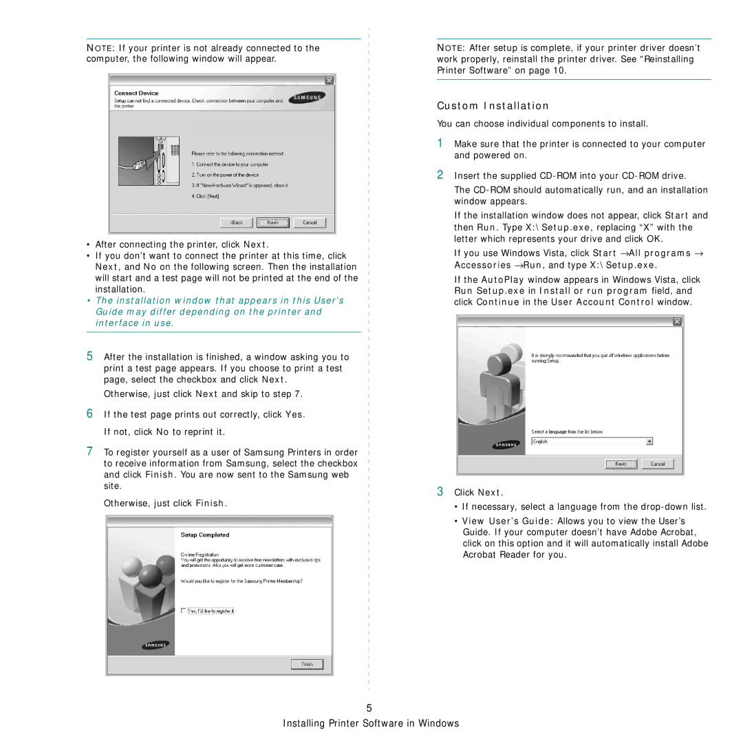 Samsung ML-3470 Series manual Custom Installation 