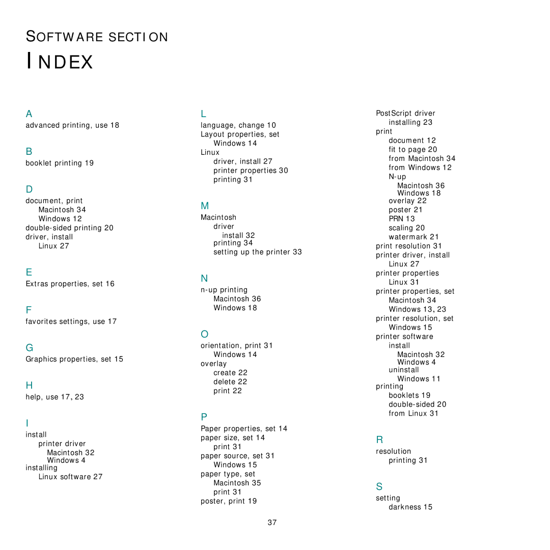 Samsung ML-3470 manual Index 