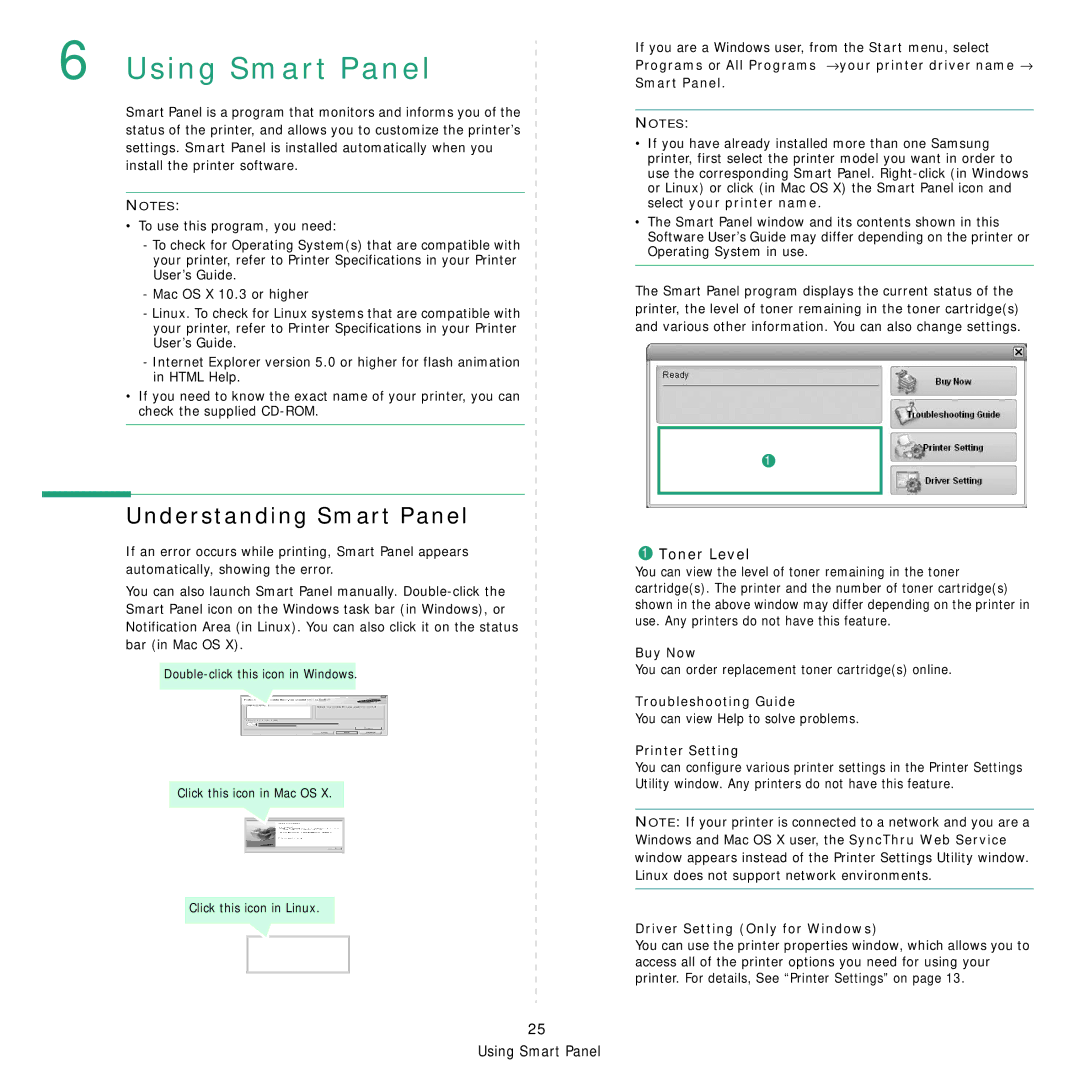 Samsung ML-3470 manual Understanding Smart Panel, Toner Level 