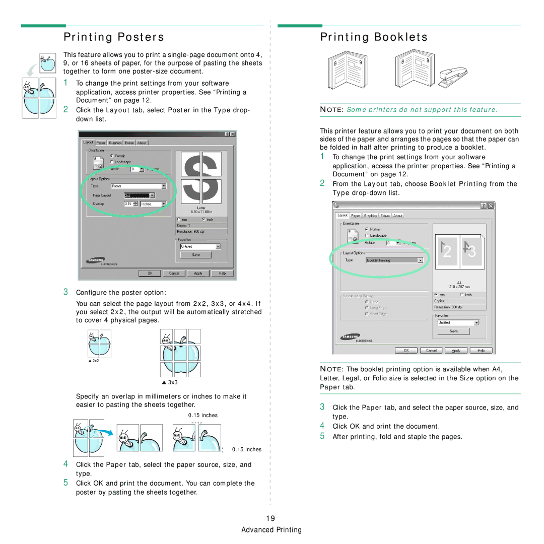 Samsung ML-3560 Series manual Printing Posters, Printing Booklets 