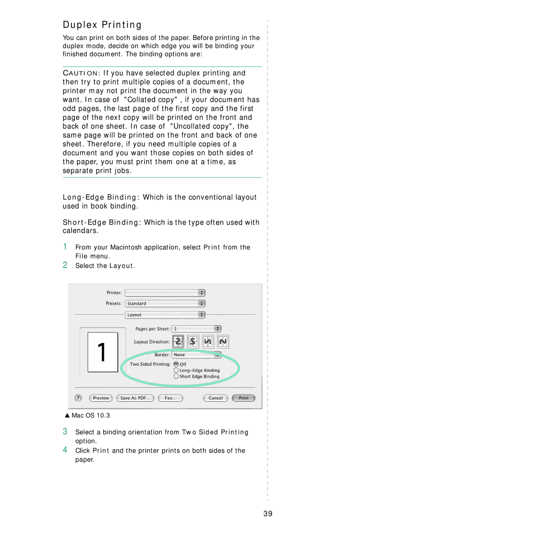 Samsung ML-3560 Series manual Duplex Printing 