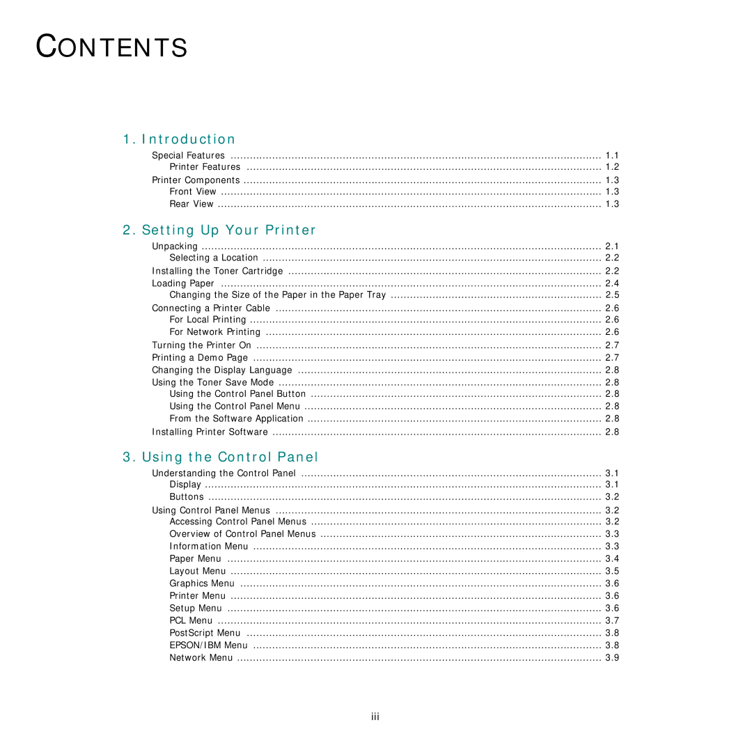 Samsung ML-3560 Series manual Contents 