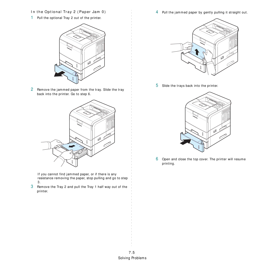 Samsung ML-3560 Series manual Optional Tray 2 Paper Jam 