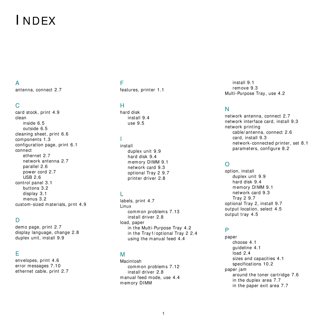 Samsung ML-3560 Series manual Index 