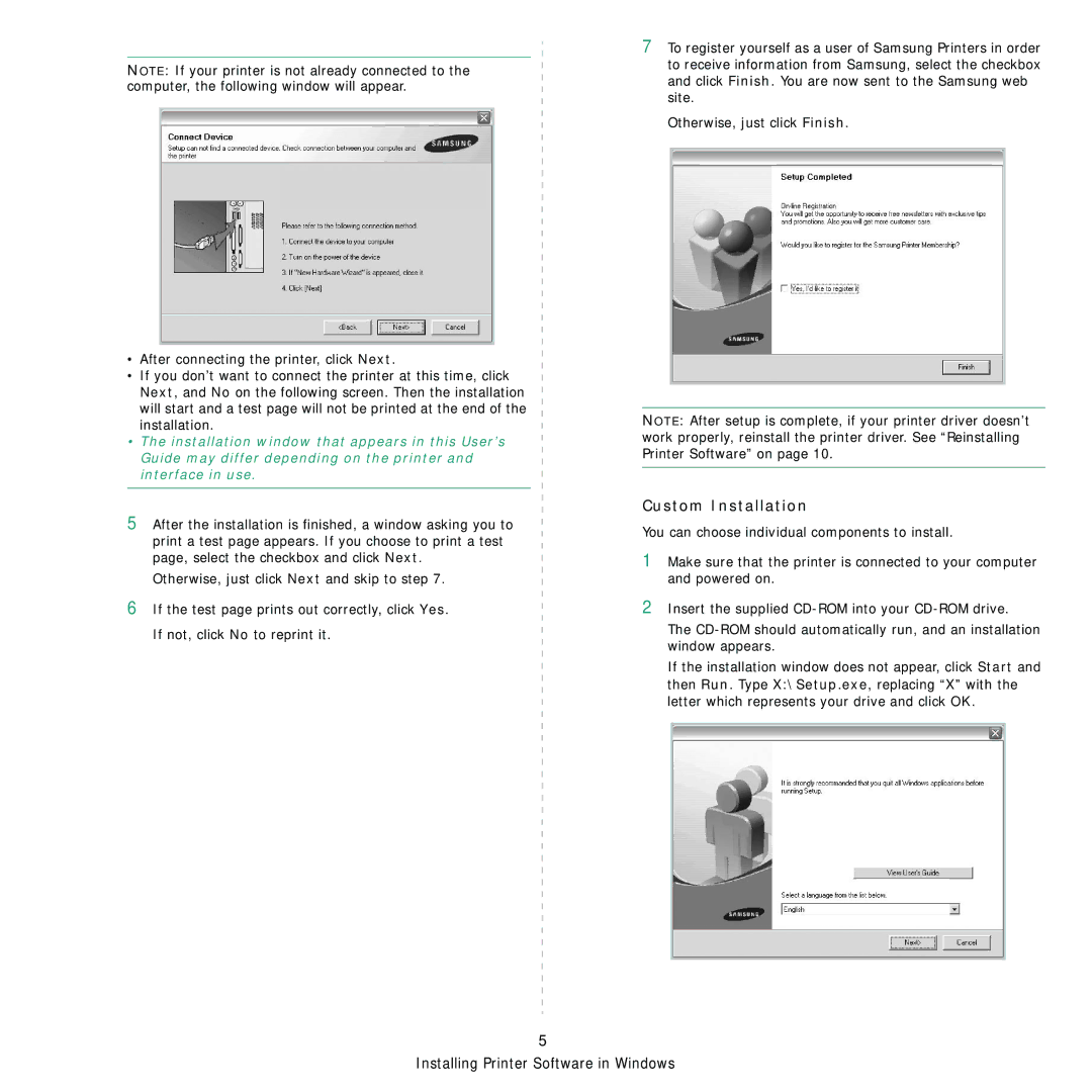 Samsung ML-3560 Series manual Custom Installation 