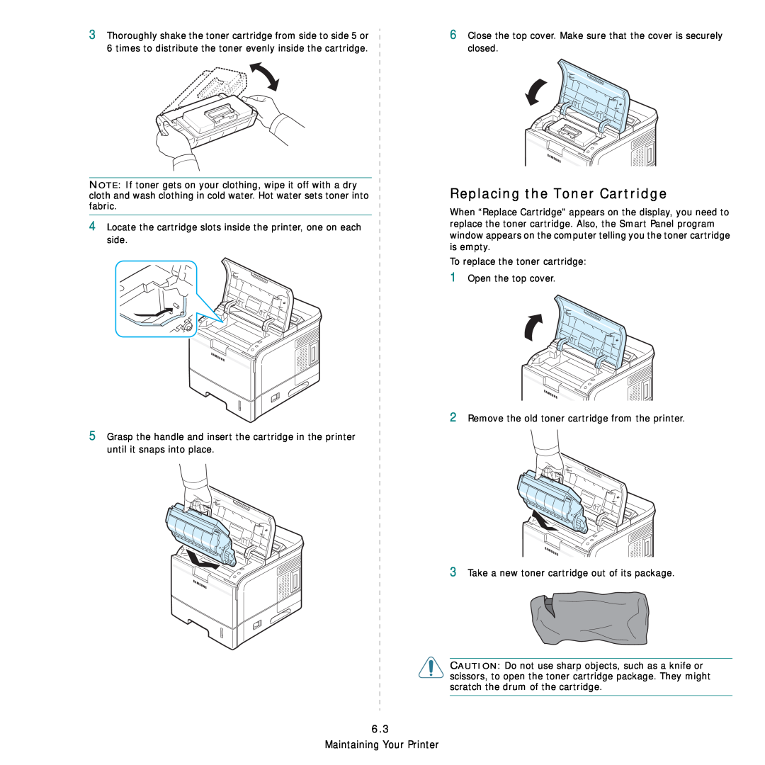 Samsung ML-3560 Series manual Replacing the Toner Cartridge, Maintaining Your Printer 